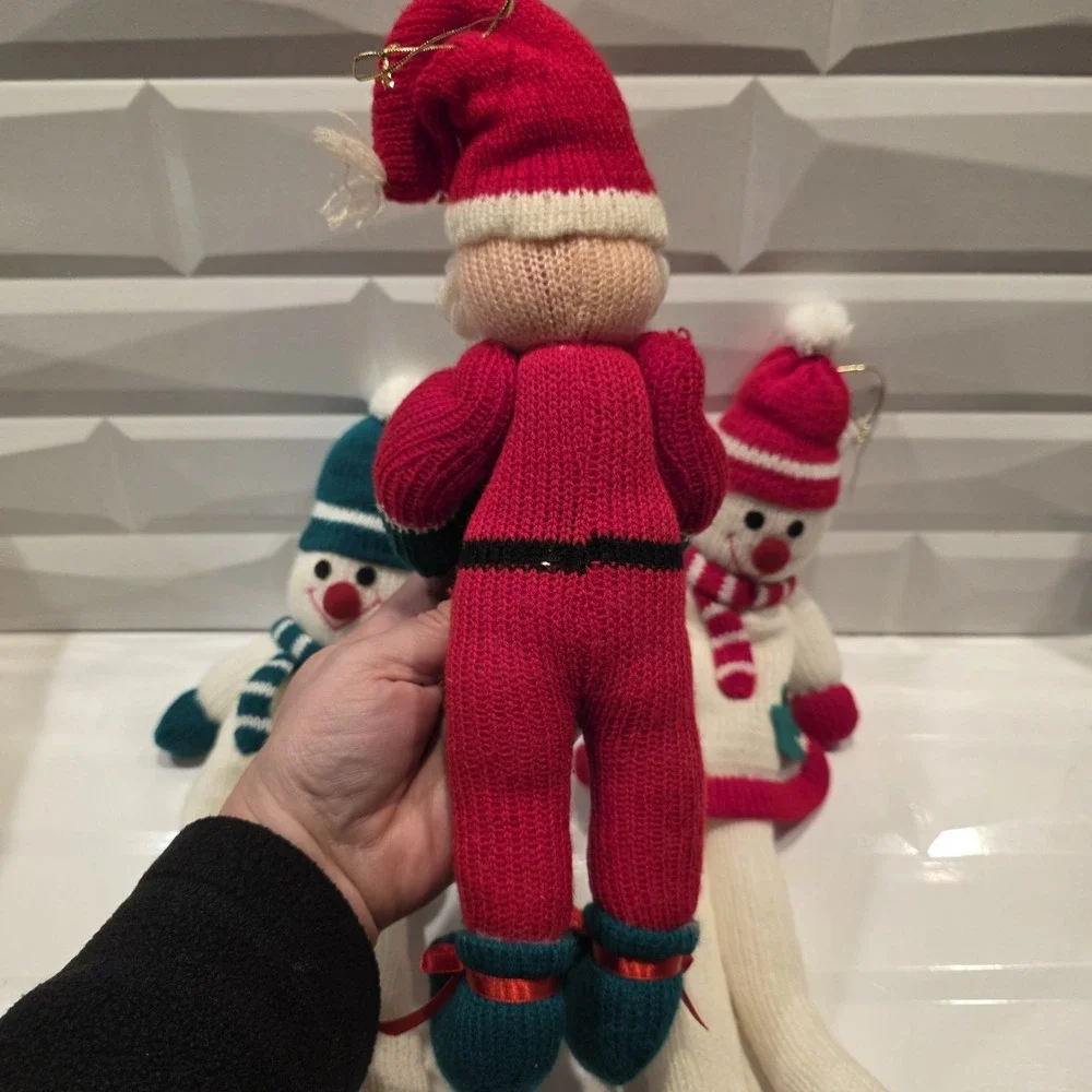 Vintage Crochet Knitted Stuffed Snowman Soft‎ Toy 16